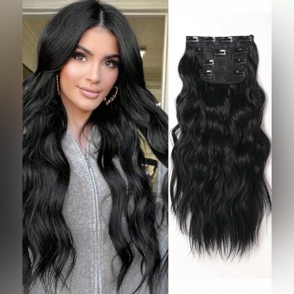 Other - Voluminizing Full head Hair Extensions Set in Black - Clip ins 24 in long